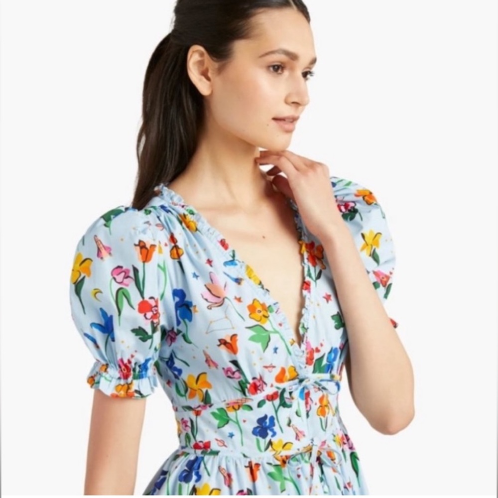 Hill House Floral Midi Dress - Blue and Red - Picture 2 of 13